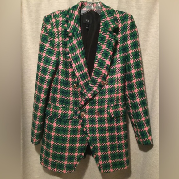 RIVER ISLAND Structured Green and Pink Blazer - Picture 2 of 7